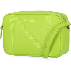 Women's Lime PU leather Candid Camera Adjustable Crossbody Bag